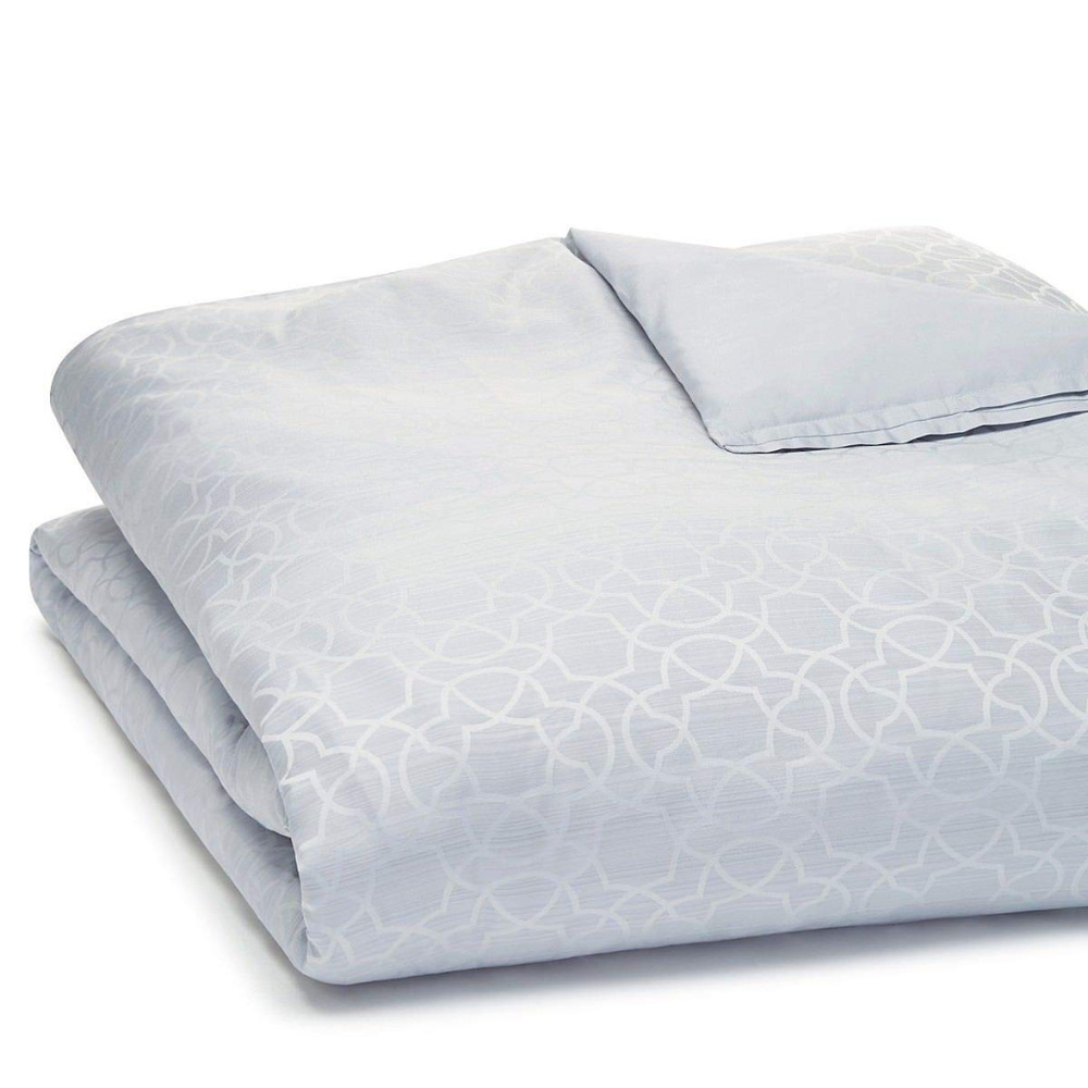 Hudson Park Ombre Tile Cotton Duvet Cover Silver Full/Queen